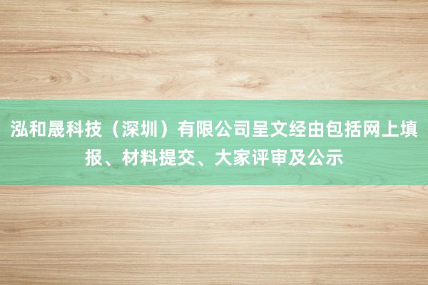 泓和晟科技（深圳）有限公司呈文经由包括网上填报、材料提交、大家评审及公示